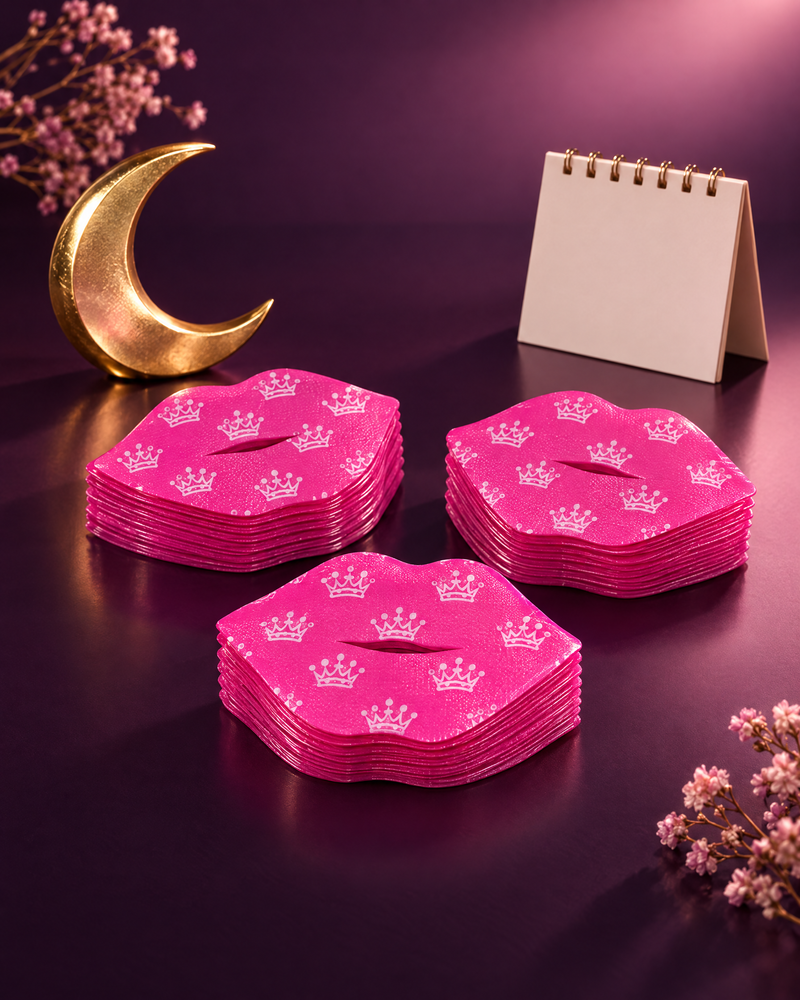Three stacks of Hush patches with a crescent moon
